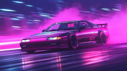 Fototapeta premium The Perfect Blend of Motion and Performance: A JDM Car in a Dynamic Drift