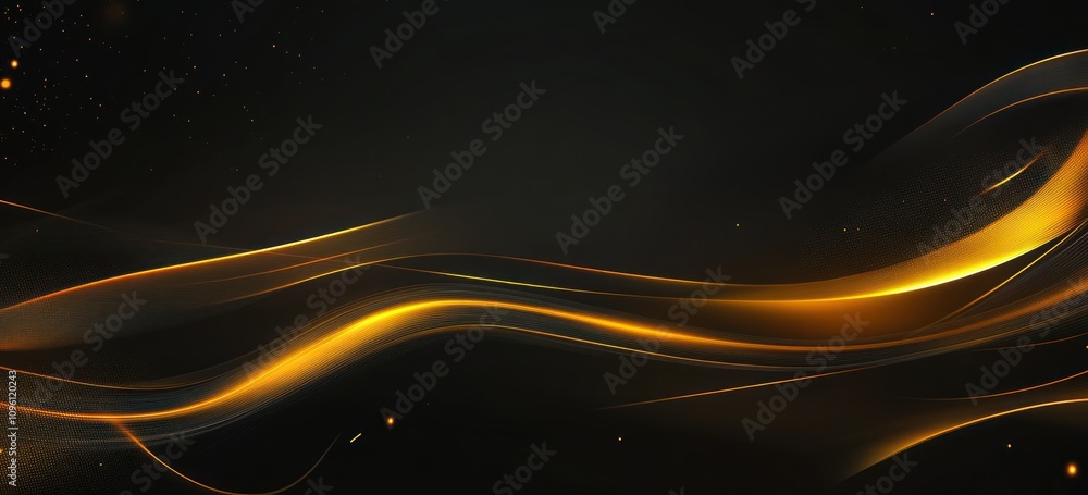 Poster A smooth, flowing abstract design with golden hues on a dark background.
