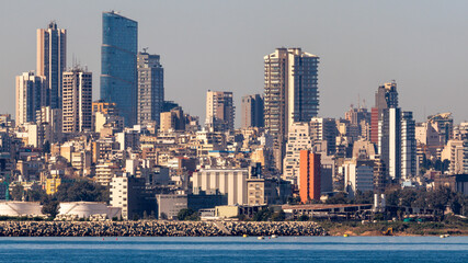 Obraz premium Beirut Capital View from Dbayeh, Lebanon