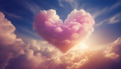 A Stunningly Colorful Valentineâ€™s Day Heart Floating in Dreamy Clouds - Abstract Digital Artwork Celebrating Love with Vibrant Hues and Whimsical Atmosphere as a Unique Visual Masterpiece