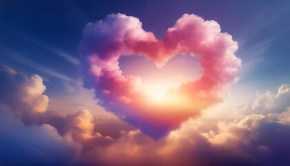 A beautiful and vibrant Valentineâ€™s Day abstract featuring a colorful heart floating among soft clouds, blending romantic tones and whimsical textures in an inspiring artistic digital
