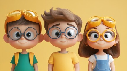 Fototapeta premium Children's Cartoon Illustration with Warm Color Shades for a Fun Wallpaper Design