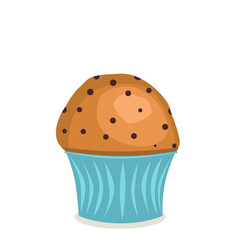 baked cupcake with chocolate chips