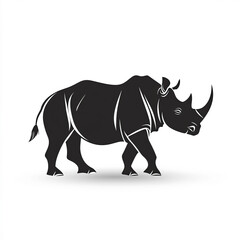 Fototapeta premium Rhino Silhouette, Illustration Isolated On White Background