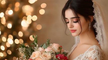 Naklejka premium Wedding photos with a clean background for free space for text. For use with advertising banners for weddings or Valentine's Day.