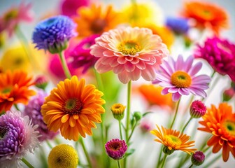 Fototapeta premium Abstract Tilt-Shift Flowers, Isolated, White Background, Art