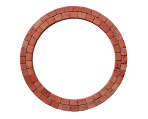 a circular brick frame with a white background