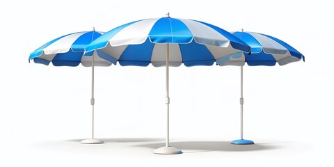 Fototapeta premium Beach Umbrella Mockup: White & Blue Sunshade Branding Assets