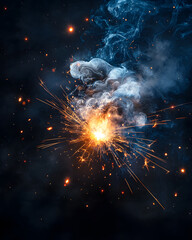 worker while doing a welding with arc welder welding or welding Sparks for background, Backdrop and manufacturing.