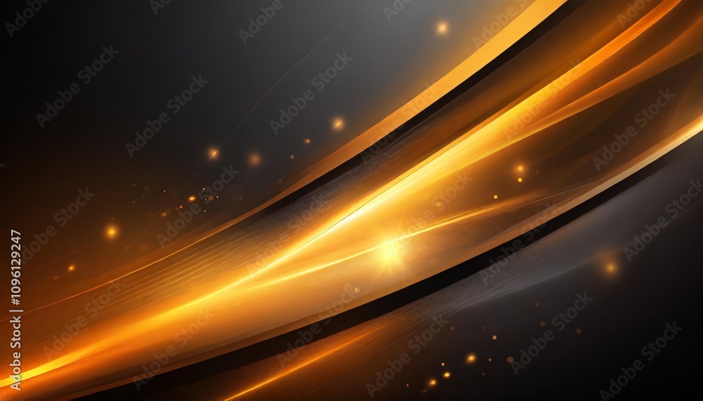 Poster dynamic black and orange abstract background featuring yellow glowing elements and high-speed light 