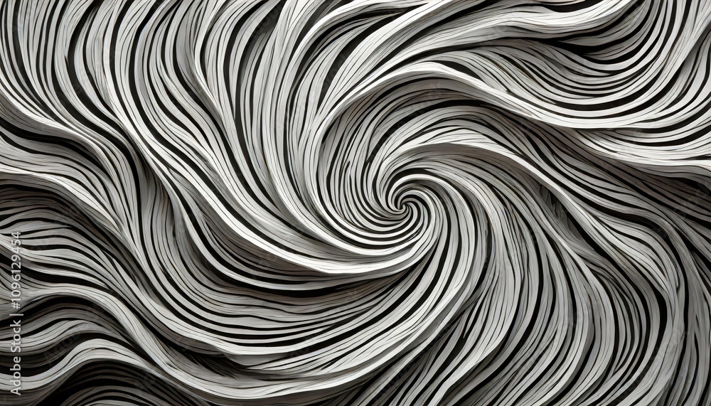 Poster dynamic and intriguing black and white abstract finger swirl texture featuring circular motion and m