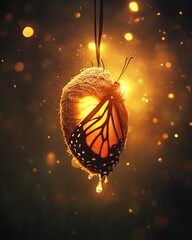 Emotional Intelligence and Personal Growth A butterfly emerging from its cocoon in light.