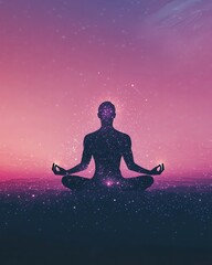 Emotional Intelligence and Personal Growth A serene meditation scene under stars.