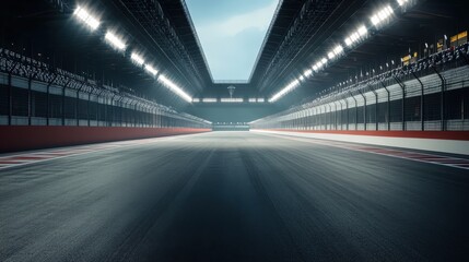 Illuminated Race Track with Red and White Lines