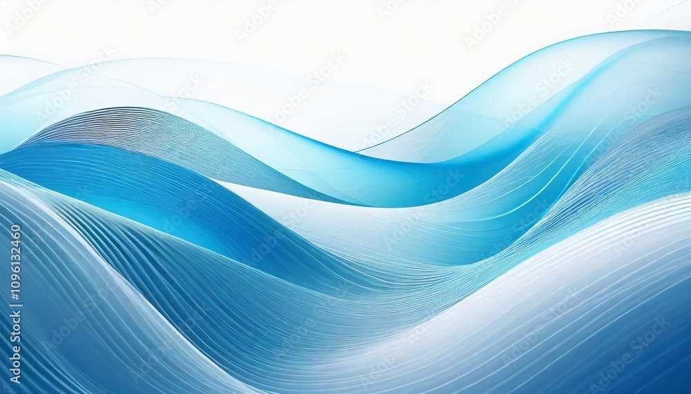 Poster elegant blue abstract wave background with smooth flowing curves and gradients, blending seamlessly 