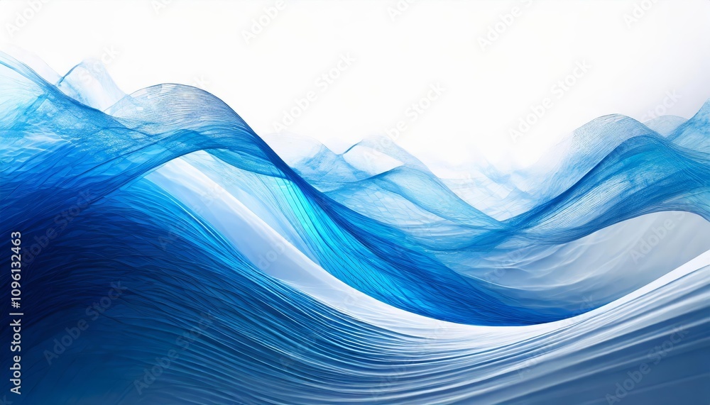 Aufkleber dynamic blue abstract wave background blending smooth curved lines and white space, ideal for profes