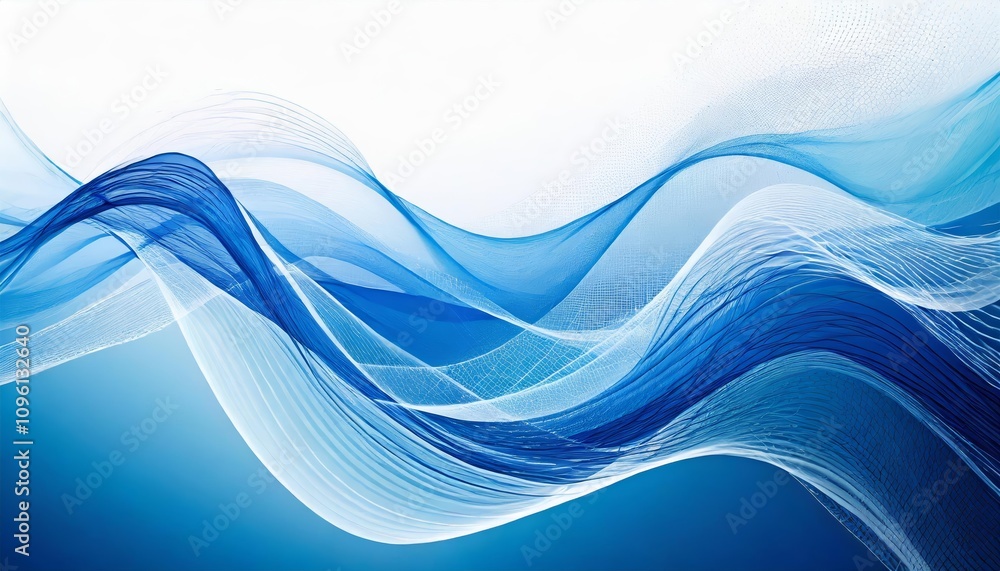 Poster elegant blue abstract wave background blending seamlessly with a clean white backdrop, perfect for p