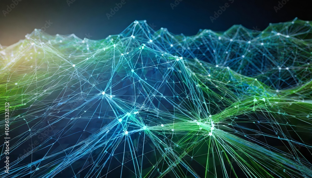 Aufkleber dynamic blue and green network lines interweave to create a stunning futuristic visualization, showc