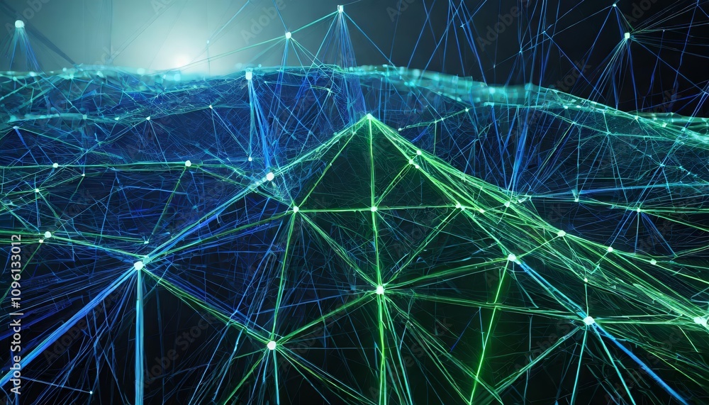 Aufkleber intricate blue and green network lines weave into a futuristic abstract design symbolizing connectiv