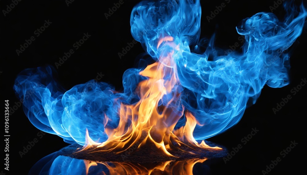 Poster mesmerizing isolated blue fire on transparent background â€“ high-resolution flame effect for design