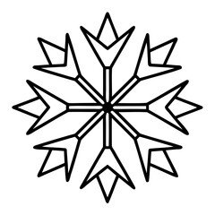 Outline vector illustration of Christmas Snowflakes, Vector Silhouette Isolated on a transparent background