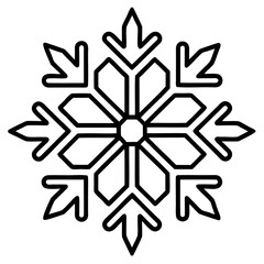 Outline vector illustration of Christmas Snowflakes, Vector Silhouette Isolated on a transparent background