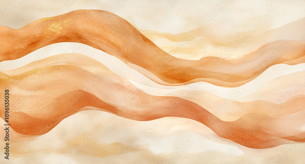 Aufkleber Abstract waves of warm tones create a fluid background with soft curves and a serene atmosphere