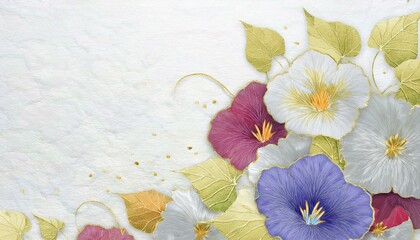 和風の水彩でカラフルな朝顔の花のデザインの壁紙背景素材。AIで生成