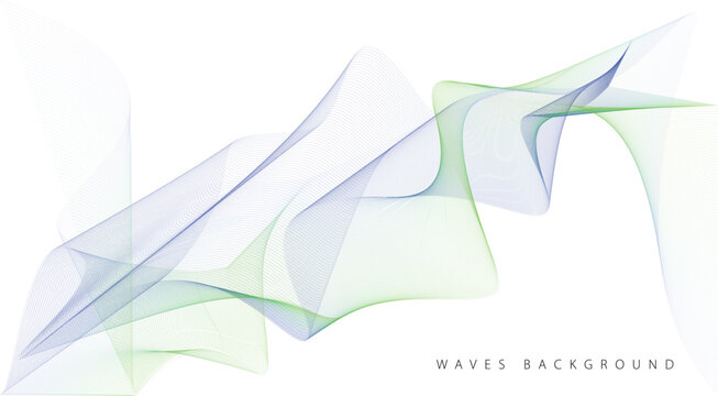 Multicolor wavy abstract lines background set purple and green