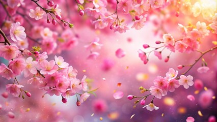 Fototapeta premium Pink Sakura Petals Falling - Bokeh Abstract Background Looped 4K