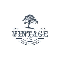 Fototapeta premium Retro style tree silhouette logo template