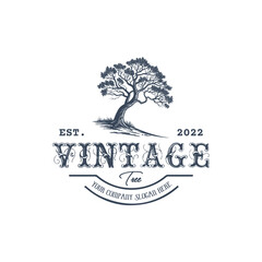 Fototapeta premium Retro style tree silhouette logo template
