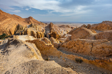 Mountains near the Chebika Oasis. One of the most popular travel destinations in Tunisia.