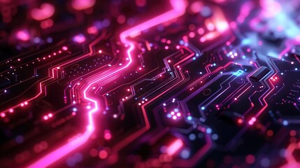 Obraz premium a close up of a computer circuit board with many lights