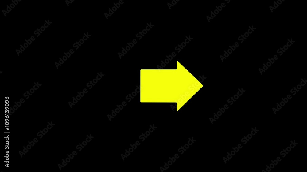 Poster yellow squirrel arrow animation on a black background. moving arrows to right side. 4k animation.