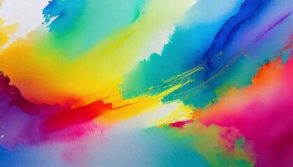 Obraz premium Bright and vibrant multicolor watercolor paint texture background featuring rich hues and dynamic patterns, ideal for creative projects, digital art, and vibrant design compositions.