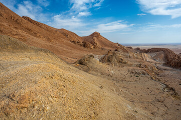 Mountains near the Chebika Oasis. One of the most popular travel destinations in Tunisia.