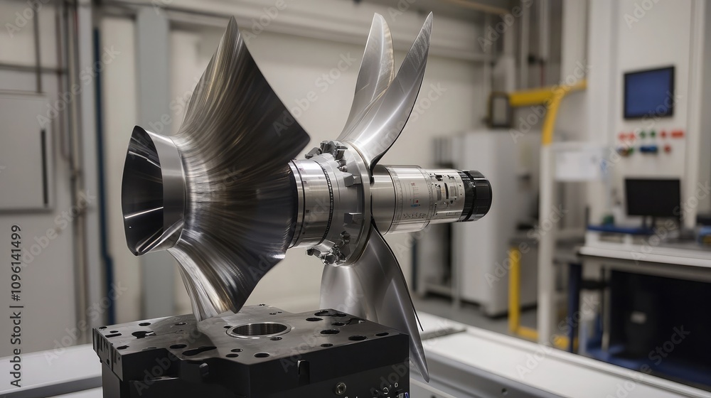 Aufkleber advanced turbine engine component displayed in a modern manufacturing facility with high-tech equipm