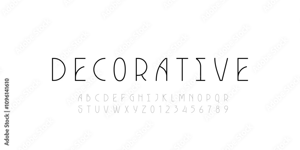 Poster modern font uppercase alphabet made modern style, thin letters from a to z and numbers from 0 to 9, 