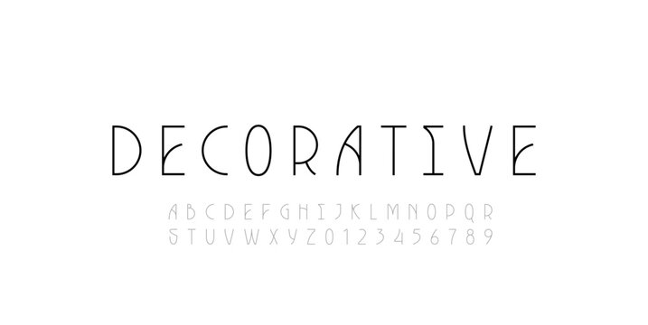 Modern font uppercase alphabet made modern style, thin letters from A to Z and numbers from 0 to 9, vector illustration 10EPS