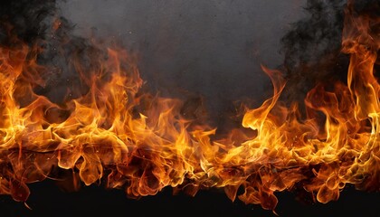 High-Quality Burning Fire Flames Border Transparent Texture - Isolated Realistic Fiery Border with Glowing Flames and Heat Effect Perfect for Design Projects and Creative Artworks