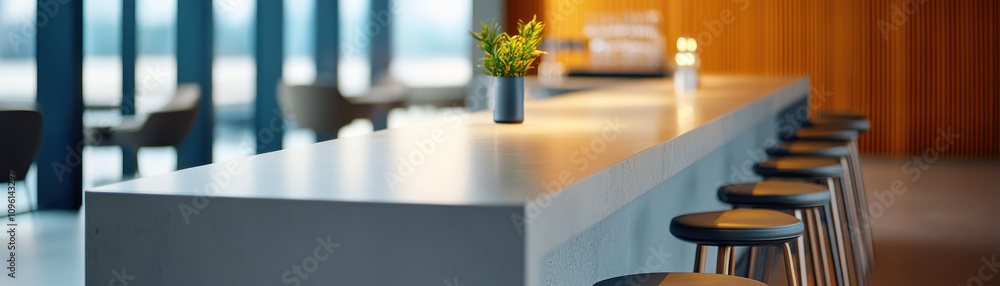 Poster elegant home bar area with sleek counters and modern bar stools, featuring minimalist design and nat