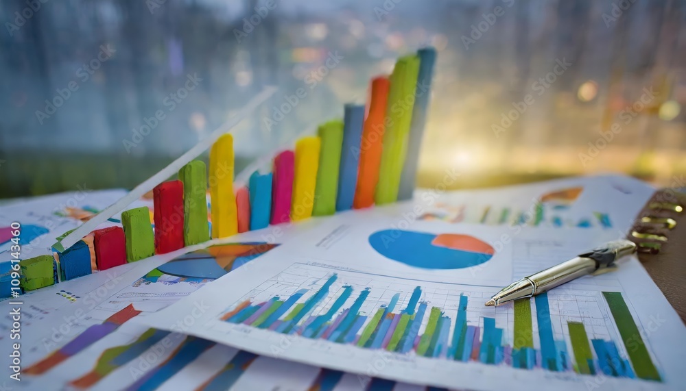Poster comprehensive business report featuring detailed graphs and charts to illustrate data trends, analyt