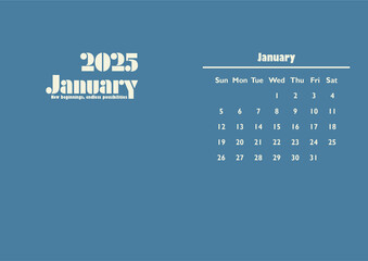 2025 Monthly Calendar, Minimalist Design for January 2025