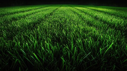 Obraz premium Lush green grass landscape with vibrant blades creating a panoramic view of tranquility and natural beauty in a serene environment.