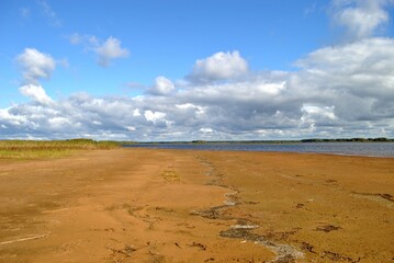 Summer fishing on the Rybinsk reservoir, nature.	
