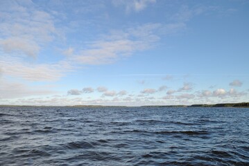 Summer fishing on the Rybinsk reservoir, nature.	
