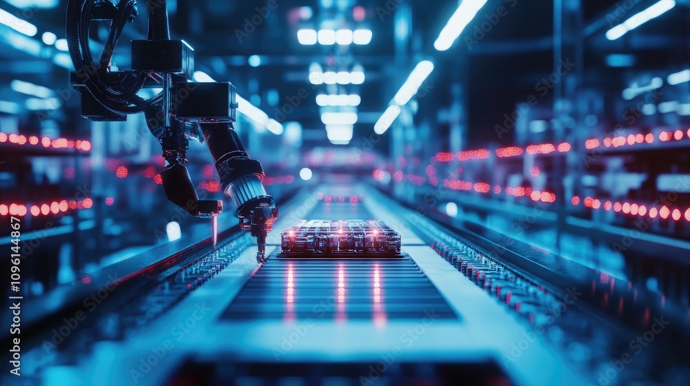 Aufkleber advanced robotic arm performing precise assembly tasks in a futuristic manufacturing facility with v