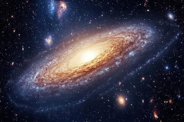 Obraz premium Vibrant Spiral Galaxy Swirling in the Cosmic Expanse of the Universe at Night