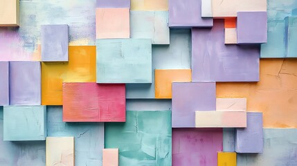abstract squares and rectangles pastel color background